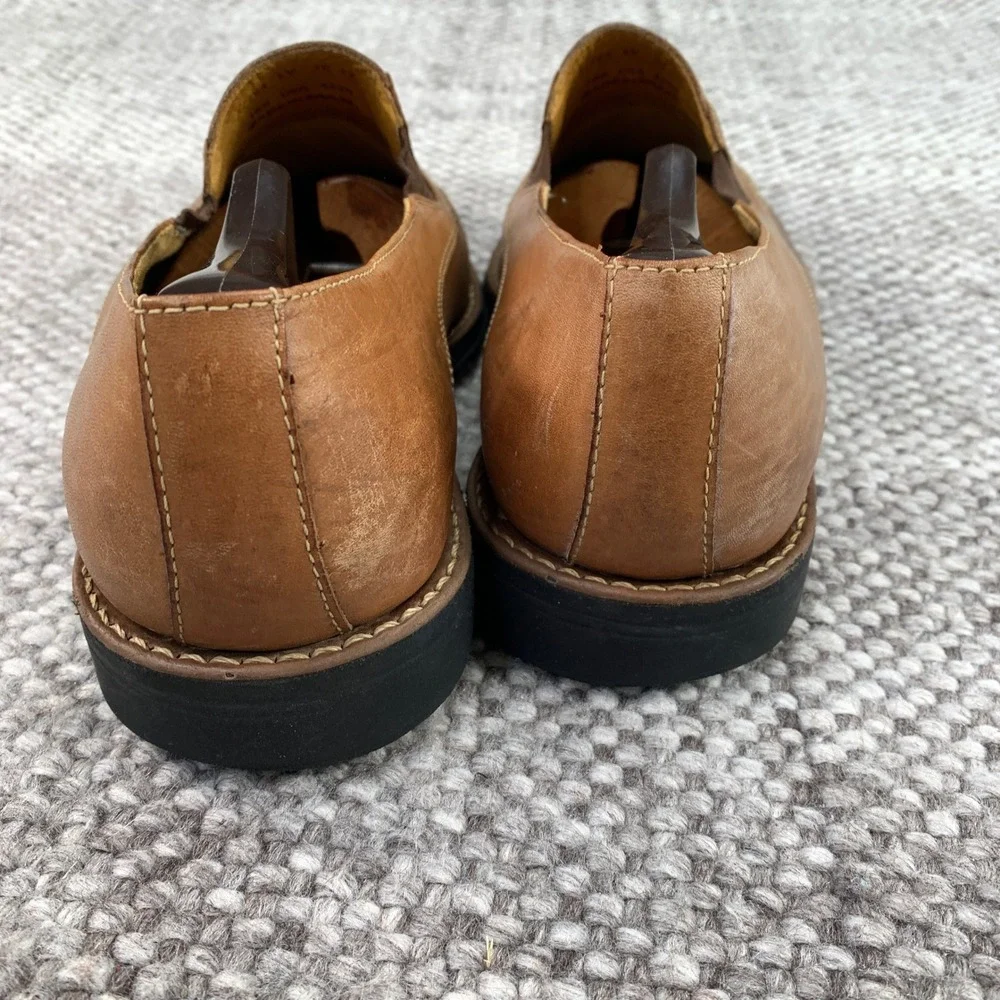 Sandro Moscoloni Slip On Loafers Mens 10D Tan Leather Square Moc Toe Brazil